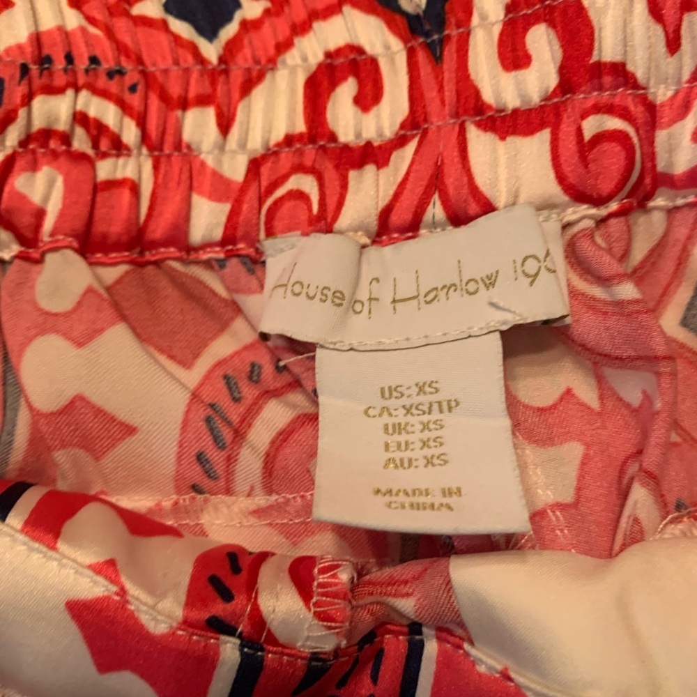 House of Harlow 1960 Red/Pink Ornate Print Wide Leg Pants XS Boho Statement - Picture 6 of 6